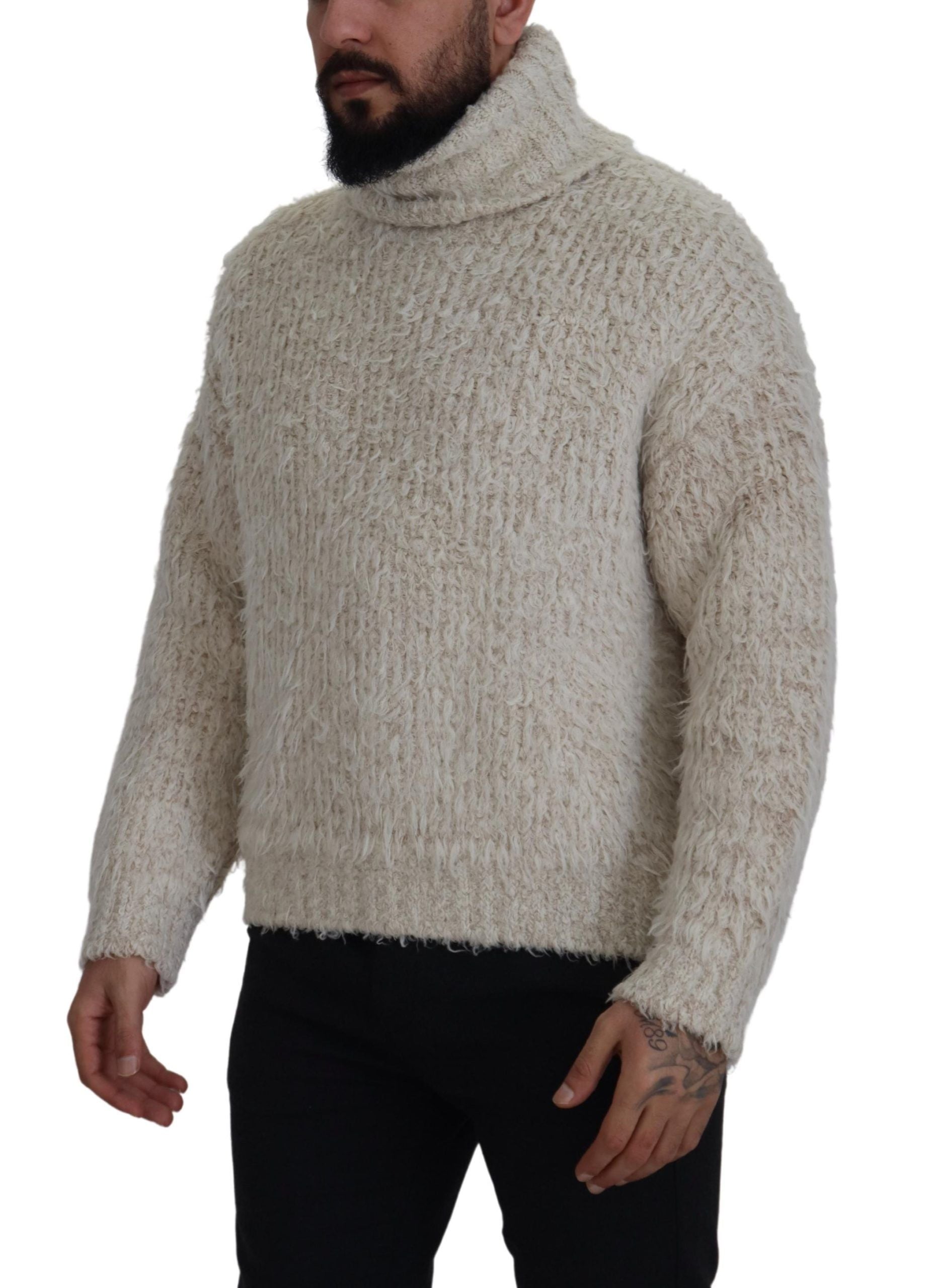 Dolce & Gabbana Elegant wool blend turtleneck sweater in cream